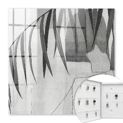 Papier peint à motif de feuillage gris