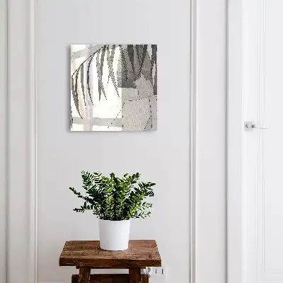 Papier peint à motif de feuillage gris