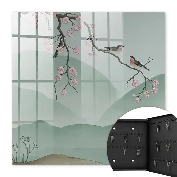 Tableau décoratif Oiseaux et fleurs sur fond paisible