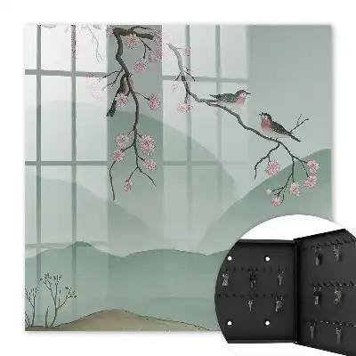 Tableau décoratif Oiseaux et fleurs sur fond paisible