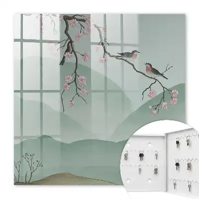 Tableau décoratif Oiseaux et fleurs sur fond paisible