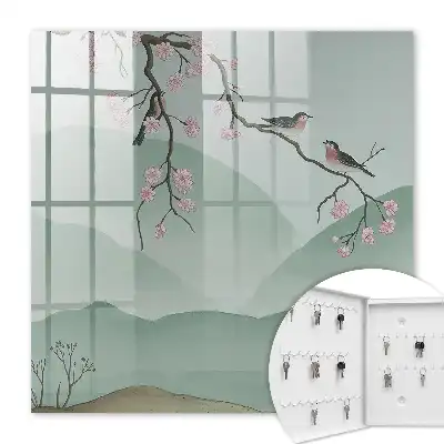 Tableau décoratif Oiseaux et fleurs sur fond paisible