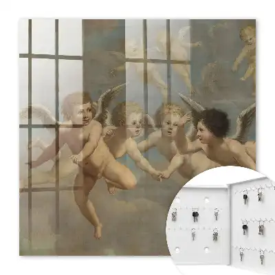 Peinture baroque bleue représentant des putti ou anges volants