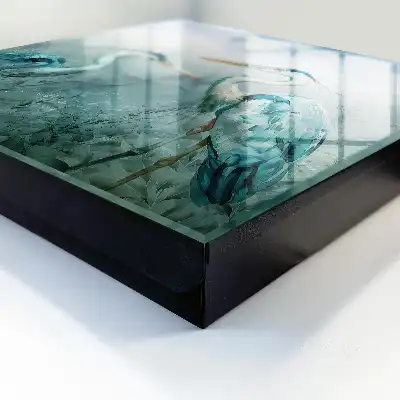 Tableau aquarelle de hérons dans la verdure