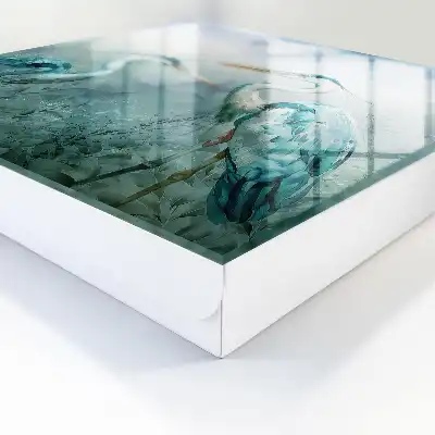 Tableau aquarelle de hérons dans la verdure