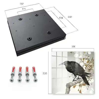 Corbeau noir sur une branche fleurie