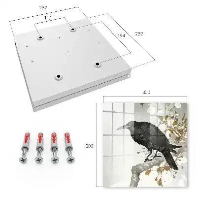 Corbeau noir sur une branche fleurie