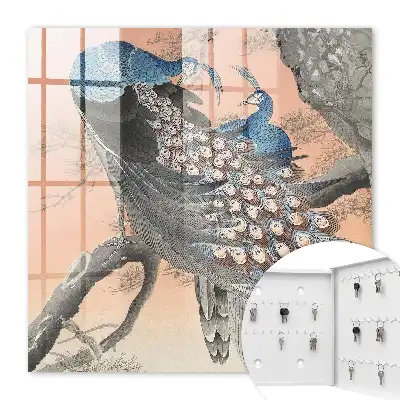 La beauté d'un paon sur fond pastel