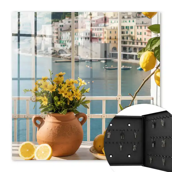 Paysage d'été avec des citrons et des fleurs