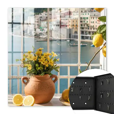 Paysage d'été avec des citrons et des fleurs
