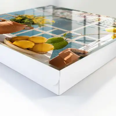 Paysage d'été avec des citrons et des fleurs