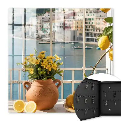 Paysage d'été avec des citrons et des fleurs