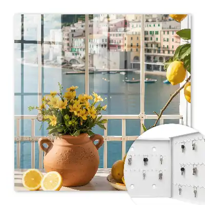 Paysage d'été avec des citrons et des fleurs