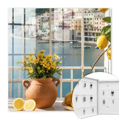 Paysage d'été avec des citrons et des fleurs