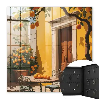 Salon de jardin en métal orange avec chaises