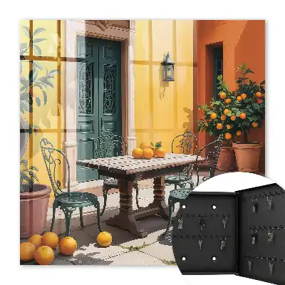 Cour terrasse ensoleillée avec des orangers