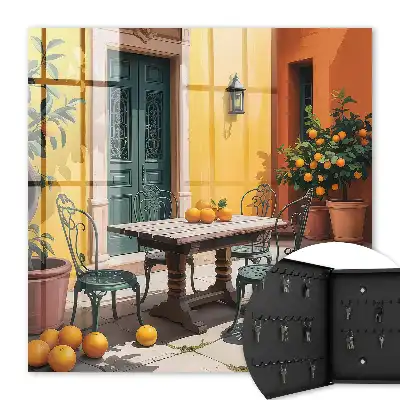 Cour terrasse ensoleillée avec des orangers