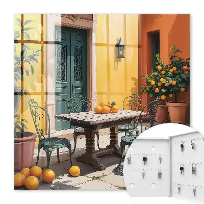 Cour terrasse ensoleillée avec des orangers