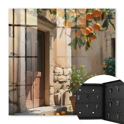 Retraite orange avec un fond de pierres
