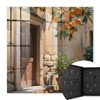 Retraite orange avec un fond de pierres