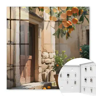 Retraite orange avec un fond de pierres