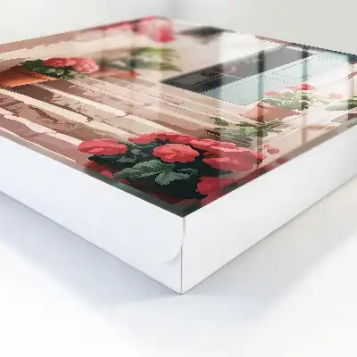 Escaliers fleuris aux tons chauds