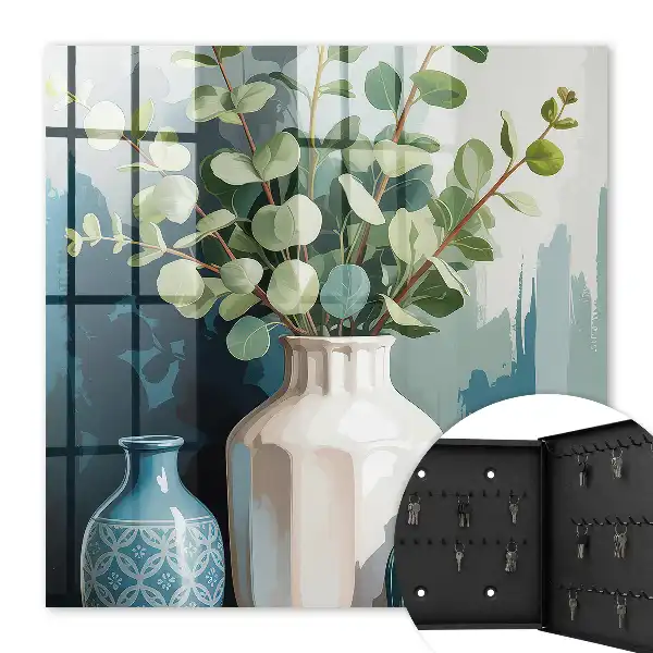 Vases avec décorations de feuilles vertes