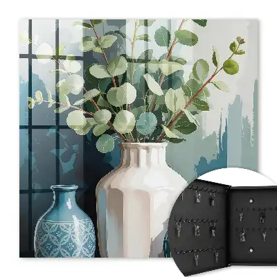 Vases avec décorations de feuilles vertes