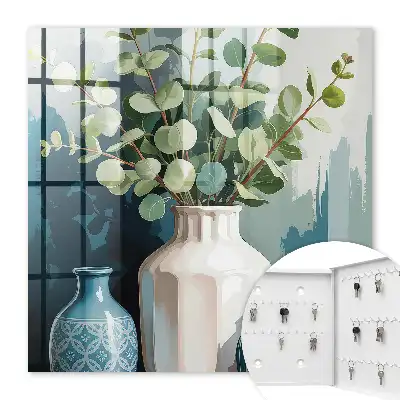 Vases avec décorations de feuilles vertes