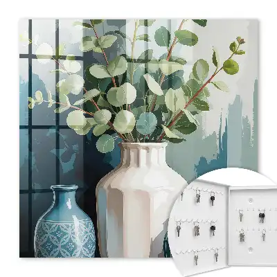 Vases avec décorations de feuilles vertes