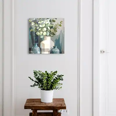 Vases avec décorations de feuilles vertes