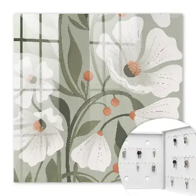 Fleurs beiges sur fond vert