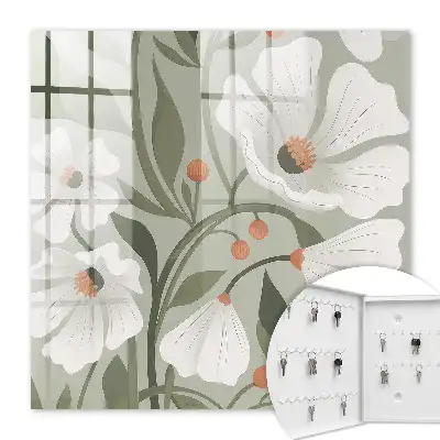 Fleurs beiges sur fond vert