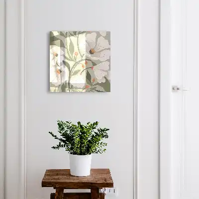Fleurs beiges sur fond vert