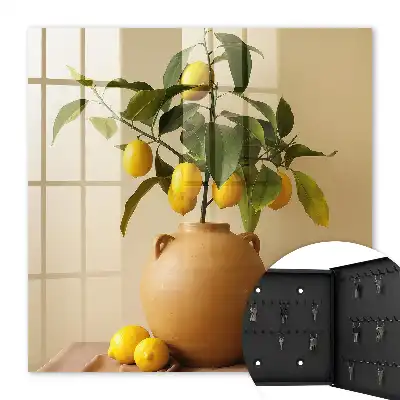 Citrons dans un pichet sur fond beige