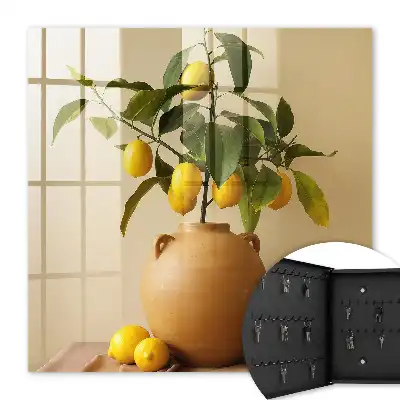 Citrons dans un pichet sur fond beige
