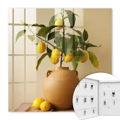 Citrons dans un pichet sur fond beige