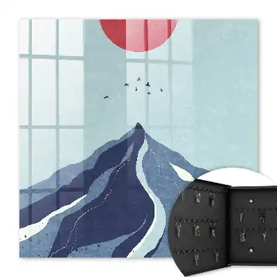 Montagnes bleues avec soleil en arrière-plan