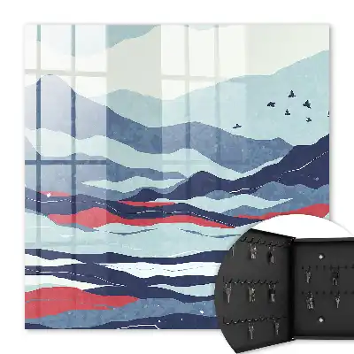Vagues bleues et rouges