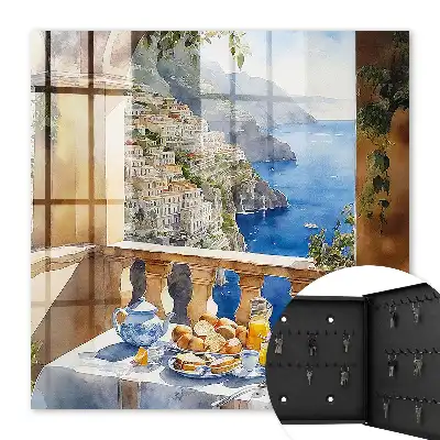 Petit-déjeuner sur la terrasse au bord de la mer
