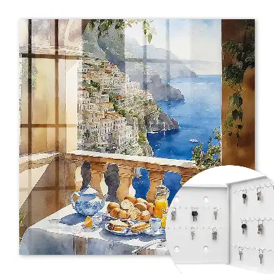 Petit-déjeuner sur la terrasse au bord de la mer