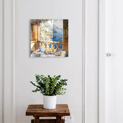 Petit-déjeuner sur la terrasse au bord de la mer