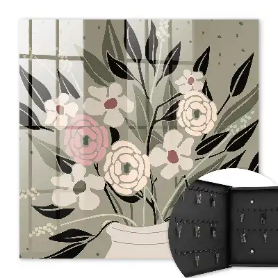 Composition florale sur fond pastel