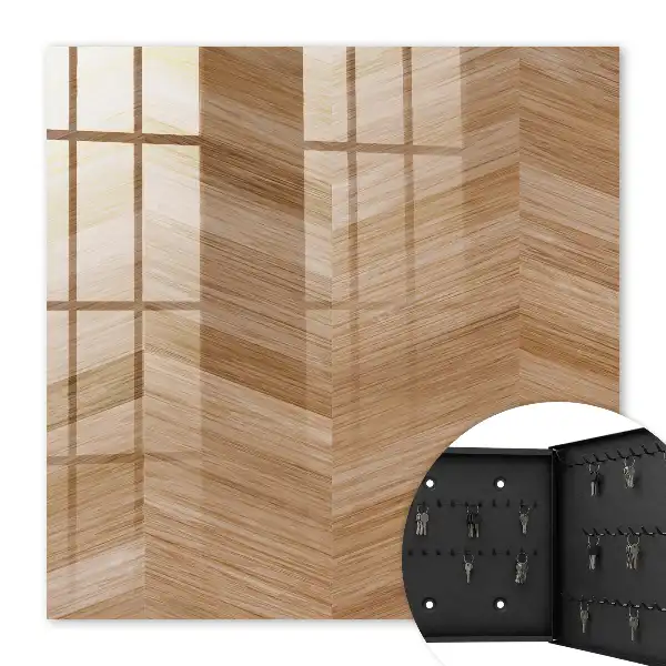 Revêtement à motif chevrons en bois dans les tons bruns et beiges