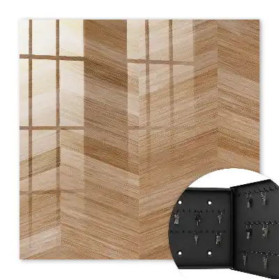Revêtement à motif chevrons en bois dans les tons bruns et beiges