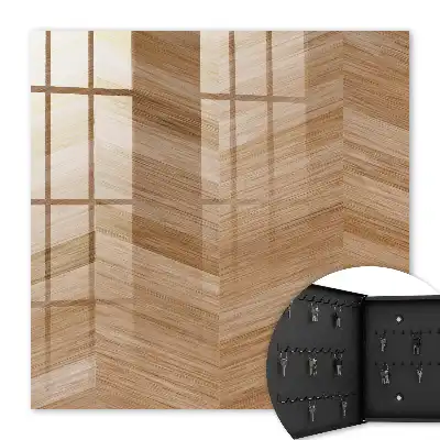 Revêtement à motif chevrons en bois dans les tons bruns et beiges
