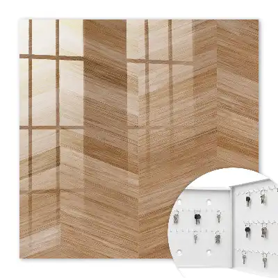Revêtement à motif chevrons en bois dans les tons bruns et beiges
