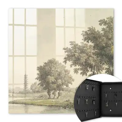 Parc avec une pagode et des arbres
