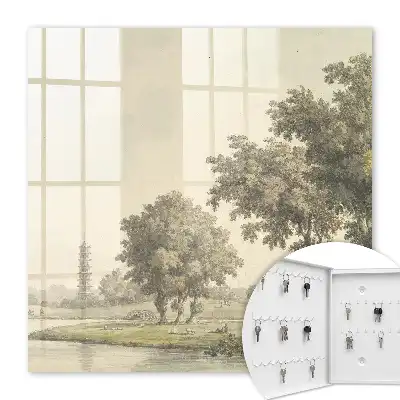 Parc avec une pagode et des arbres