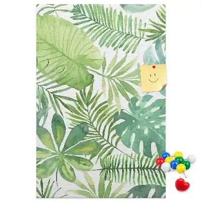 Tableau d'affichage en liège motif aquarelle de feuilles de forêt